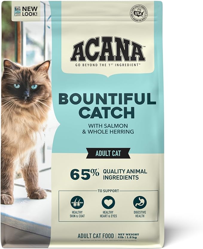 When you're scrutinizing what goes into your furry friend's bowl, Acana Cat Bountiful Catch offers a compelling list of ingredients.