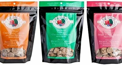 Fromm dog treats are packed with real meats and vegetables, offering a taste your dog loves and the nutrients they need.